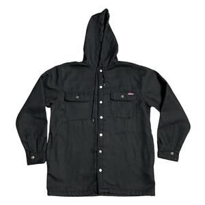 Dickies Black Hooded Canvas Fleece Lined Work Jacket Size Medium